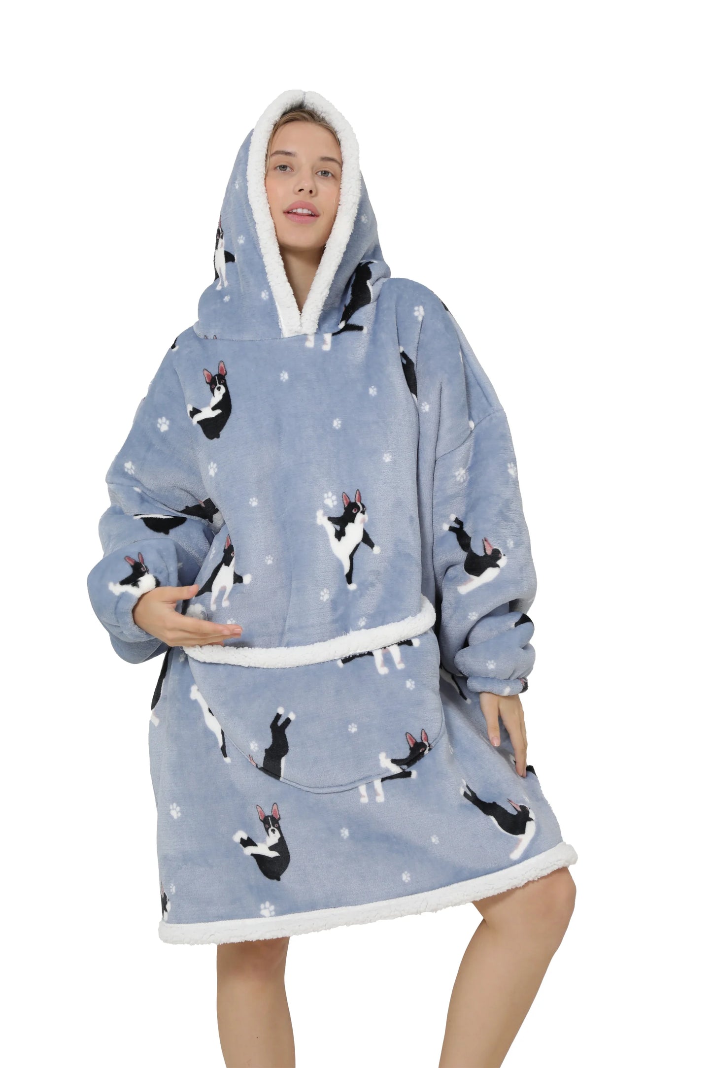 Oversized Wearable Hoodie Warm Flannel Sherpa Blanket Hoodie for Winter Men Women Pullover TV Sweatshirt